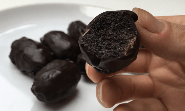 Oreo Cookie eggs covered in dark chocolate